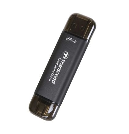 Твърд диск Transcend 256GB, External SSD, ESD310C, USB 10Gbps, Type C/A, Black