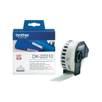 Консуматив Brother DK-22210 Roll White Continuous Length Paper Tape 29mmx30.48M (Black on White)