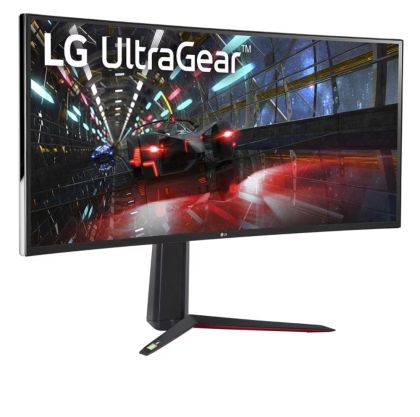 Монитор LG 38GN950P-B, 37.5" Ultragear Nano IPS 1ms, 21:9 Curved Gaming QHD+ (3840x1600), 160Hz, 1000:1, 450 cd/m2, 1000:1, DCI-P3 98%, AMD FreeSync, NVIDIA G-Sync, HDR 600, Sphere Lighting 2.0, USB Down/Up-stream, HDMI, DisplayPort, Tilt/Height, Black