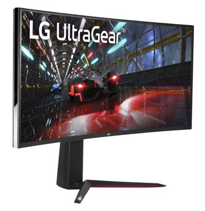 Монитор LG 38GN950P-B, 37.5" Ultragear Nano IPS 1ms, 21:9 Curved Gaming QHD+ (3840x1600), 160Hz, 1000:1, 450 cd/m2, 1000:1, DCI-P3 98%, AMD FreeSync, NVIDIA G-Sync, HDR 600, Sphere Lighting 2.0, USB Down/Up-stream, HDMI, DisplayPort, Tilt/Height, Black