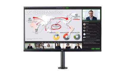 Монитор LG 32QP88NP-B, 31.5" LED, QHD Ergo (2560x1440) IPS Display, sRGB 99%, 75Hz, 5ms, 1000:1, 350 cd/m2, AMD FreeSync, Speacer  5W x 2, HDR10, USB type-C, HDMI, Reader Mode, DisplayPort, Flicker Safe, Tilt, Height (Range), Swivel, Pivot, Black