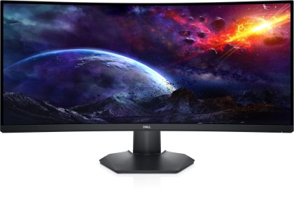 Монитор Dell S3422DWG, 34" Curved Gaming AG LED 21:9, VA, 1ms MPRT/2ms GtG, 144Hz, 3000:1, 400 cd/m2, WQHD (3440x1440), AMD FreeSyn, HDR 400, 90% DCI-P3, HDMI, DP, USB 3.2 Hub, ComfortView, Audio Line-out, Height Adjustable, Tilt, Black