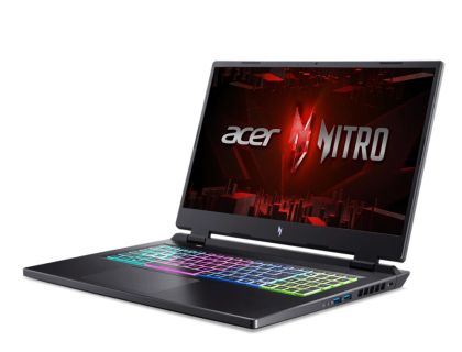 Лаптоп Acer Nitro 5, AN17-41-R4C5, Ryzen 7 7840HS (3.80GHz up to 5.10GHz, 24MB), 17.3” QHD (2560x1440) IPS, 165Hz, 16GB DDR5 (1 slot free), 1024GB PCIe SSD, RTX 4060 8GB GDDR6, Wi-Fi 6e, BT 5.1, HD Mic&Cam, RGB Backlit KB, No OS, Black