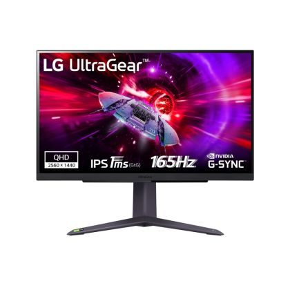 Монитор LG 27GR75Q-B, UltraGear 27" IPS, AG, 1ms GtG, 165Hz, 1000:1, 300cd/m2, QHD 2560x1440, HDR 10, sRGB 99%, AMD FreeSync, G-SYNC Compatible, HDMI, DisplayPort, Headphone Out, Reader mode, Black Stabilizer, Tilt, Height Adjustable, Pivot, Black