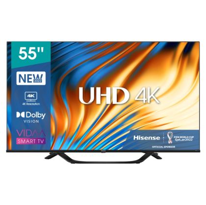 Телевизор Hisense 55" A63H, 4K Ultra HD 3840x2160, DLED, HDR 10+, HLG, Dolby Vision, DTS Virtual X, Smart TV, WiFi 5GHz, WiFi Direct, BT, Anyview Cast, 3xHDMI, 2xUSB, LAN, CI+, DVB-T2/C/S2, Black