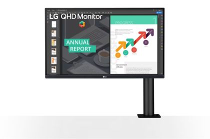 Монитор LG 27QN880P-B, 27" Wide LED, QHD Ergo (2560x1440) IPS Display, sRGB 99%, 75Hz, 5ms, 1000:1, Mega DFC, 350 cd/m2, AMD FreeSync, MAXX Audio 5W x 2, USB type-C, HDMI, Reader Mode, DisplayPort, Headphone out, Tilt, Height (Range), Swivel, Pivot, Black