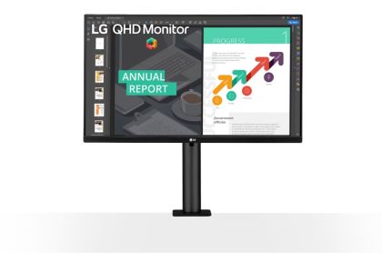 Монитор LG 27QN880P-B, 27" Wide LED, QHD Ergo (2560x1440) IPS Display, sRGB 99%, 75Hz, 5ms, 1000:1, Mega DFC, 350 cd/m2, AMD FreeSync, MAXX Audio 5W x 2, USB type-C, HDMI, Reader Mode, DisplayPort, Headphone out, Tilt, Height (Range), Swivel, Pivot, Black