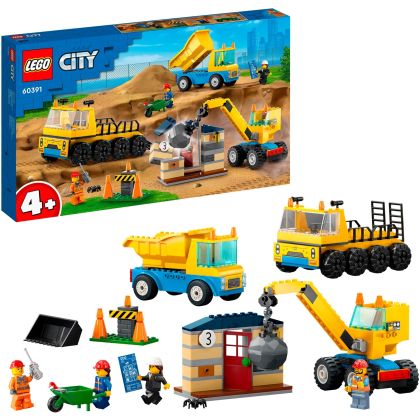 LEGO City 60391 Строителни камиони и кран с топка за разрушаване