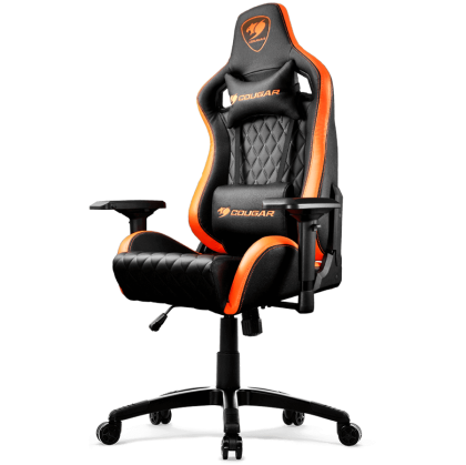 COUGAR Armor S Gaming Chair, Full Steel Frame, 4D adjustable arm rest, Gas lift height adjustable, 180º seat back adjustable, Head and Lumbar Pillow, High density mold shaping foam, Premium PVC leather,Weight Capacity-120kg,Product Weight-21kg