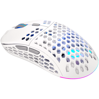 Endorfy LIX Plus Onyx White Wireless Gaming Mouse, PIXART PAW3370 Optical Gaming Sensor, 19000DPI, 69G Lightweight design, KAILH GM 8.0 Switches, 1.6M Paracord Cable, PTFE Skates, ARGB lights, 2 Year Warranty