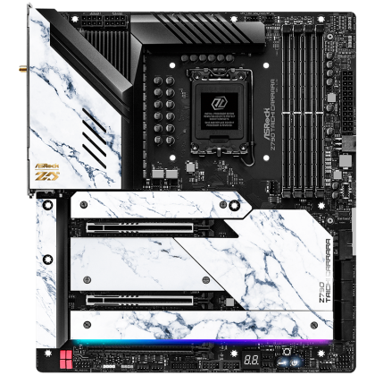 ASROCK MB Desktop Z790 Taichi Carrara, S1700, 4x DDR5, 2x PCIe 5.0 x16, 1x PCIe 4.0 x16, 4x Hyper M.2, 1x Blazing M.2, 8x SATA3, 2x USB-C, 12x USB 3.2, 6x USB 2.0, 1x RJ-45 2.5GB Lan, 802.11ax Wi-Fi 6E + Bluetooth 5.3, 1x HDMI, 1x SPDIF, ATX