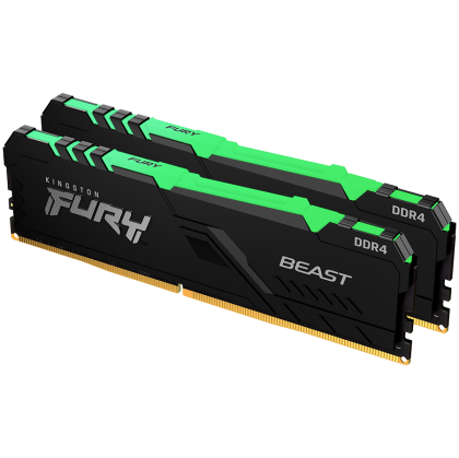 Kingston 32GB 3200MT/s DDR4 CL16 DIMM (Kit of 2) 1Gx8 FURY Beast RGB, EAN: 740617319392