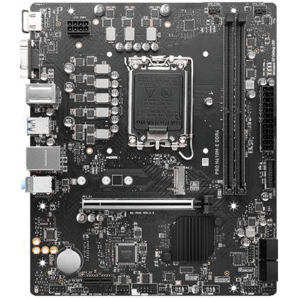 MSI PRO H610M-E DDR4, Micro-ATX, Socket 1700, Dual Channel DDR4 3200(OC)MHz, 1x PCIe x16 slots, 1x M.2 slots, 1x HDMI, 1 x VGA, 2x USB 3.2 Gen 1, 4x USB 2.0, 3Y
