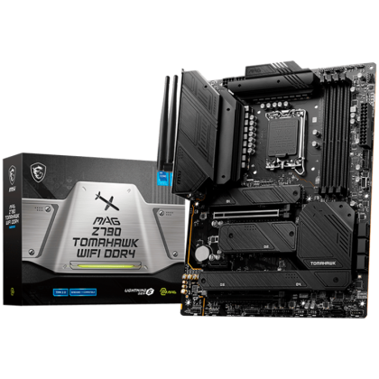 MSI MAG Z790 TOMAHAWK WIFI DDR4, ATX, Socket LGA 1700, Dual Channel DDR4 5333+(OC)MHz, 2x PCIe x16 slots, 4x M.2 slots, 1x HDMI, 1x DP, 2x USB 3.2 Gen1, 1x USB 3.2 Gen2, 4x USB 2.0, Type-C, 7.1 HD Audio, 2.5Gbps LAN