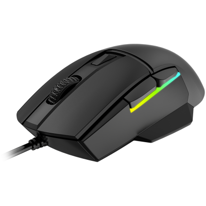 LORGAR Jetter 357, gaming mouse, Optical Gaming Mouse with 6 programmable buttons, Pixart ATG4090 sensor, DPI can be up to 8000, 30 million times key life, 1.8m PVC USB cable, Matt UV coating and RGB lights with 4 LED flowing mode, size:124.90*71.65*41.36