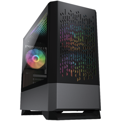 COUGAR MG140 Air RGB - Black, Mini Tower, Mini ITX / Micro ATX, USB 3.0 x 2, USB 2.0 x 1, Mic x 1 / Audio x 1, RGB Button, 3x 120mm ARGB fans pre-installed, Built-in LED controller, Patterned Air Vents, 205 x 410 x 420 (mm)