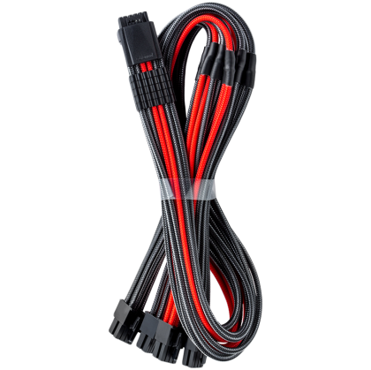 CableMod E-Series Pro ModMesh Sleeved 12VHPWR PCI-e Cable for Super Flower Leadex Platinum / Platinum SE / Titanium / V Gold Pro / V Platinum Pro, EVGA G7 / G6 / G5 / G3 / G2 / P2 / T2 (Carbon + Red, Nvidia 4000 series, 16-pin to Quad 8-pin, 60cm)
