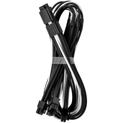 CableMod E-Series Pro ModMesh Sleeved 12VHPWR PCI-e Cable for Super Flower Leadex Platinum / Platinum SE / Titanium / V Gold Pro / V Platinum Pro, EVGA G7 / G6 / G5 / G3 / G2 / P2 / T2 (Black + White, Nvidia 4000 series, 16-pin to Quad 8-pin, 60cm)