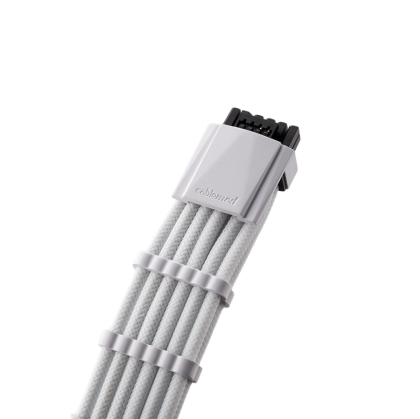 CableMod E-Series Pro ModMesh Sleeved 12VHPWR PCI-e Cable for Super Flower Leadex Platinum / Platinum SE / Titanium / V Gold Pro / V Platinum Pro, EVGA G7 / G6 / G5 / G3 / G2 / P2 / T2 (White, Nvidia 4000 series, 16-pin to Dual 8-pin, 600mm)