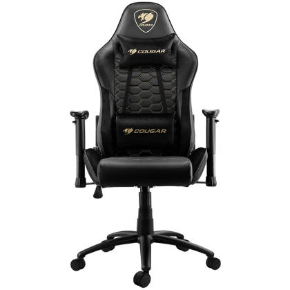 COUGAR OUTRIDER - Royal, Gaming Chair, Premium PVC Leather, Head and Lumbar Pillow, High Density Shaping Foam, Continuous 180º Reclining, Adjustable Tilting Resistancer, 2 Direction Adjustable armrest, Full Steel Frame, Class 4 Gas Lift Cylinder