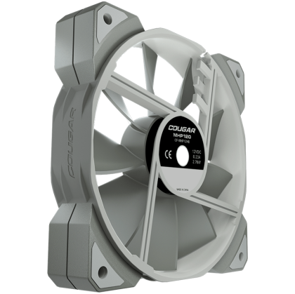 COUGAR MHP 120 White, 120mm 4-pin PWM fan, 600-2000RPM, HDB Bearing, Anti-vibration Dampers, Extension Cable + Low-Noise Adapter, Case + Radiator screws, 82.48 CFM, 4.24mm H20, 34.5 dBA (Max)