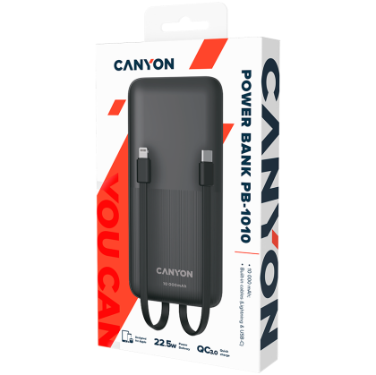 CANYON power bank PB-1010 10000 mAh PD 22.5W QC 3.0 Black