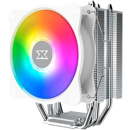 Windpower 964 RGB Arctic EN47604, White Top Fin, 92mm White RGB PWM Fan, Single Rainbow LED Mode, Reinforced Plastic Backplate