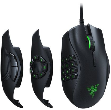 Razer Naga Trinity - Multi-color Wired MMO Gaming Mouse,With interchangeable side plates for 2, 7 and 12-button configurations,16,000 DPI 5G optical sensor,Up to 19 programmable buttons,Multi-Award Winning Razer Mechanical Switches