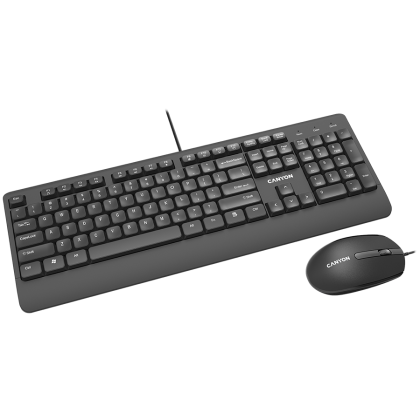 CANYON SET-14, USB wired combo set,Wired Chocolate Standard Keyboard ,105 keys,BG layout, slim  design with chocolate key caps,optical 3D wired mice 100DPI black , 1.5 Meters cable length