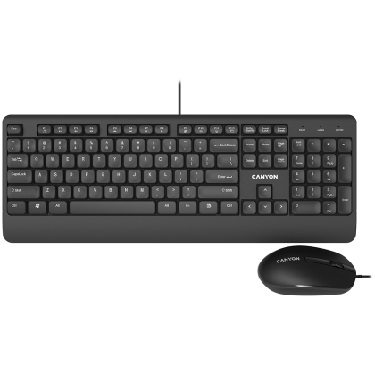 CANYON SET-14, USB wired combo set,Wired Chocolate Standard Keyboard ,105 keys,BG layout, slim  design with chocolate key caps,optical 3D wired mice 100DPI black , 1.5 Meters cable length