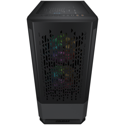 COUGAR MX430 Air RGB (Black), Mid Tower, Mini ITX / Micro ATX / ATX, USB 3.0 x 2, USB 2.0 x 1, Mic x 1 / Audio x 1, Reset Button, RGB Button, 3x ARGB fans pre-installed, Built-in LED controller, Patterned Air Vents Design, 217 x 467 x 371 (mm)