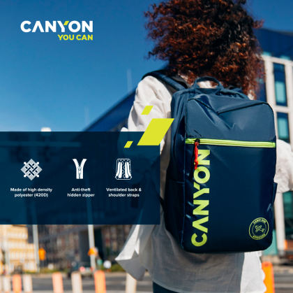 CANYON CSZ-02, cabin size backpack for 15.6'' laptop,polyester,navy