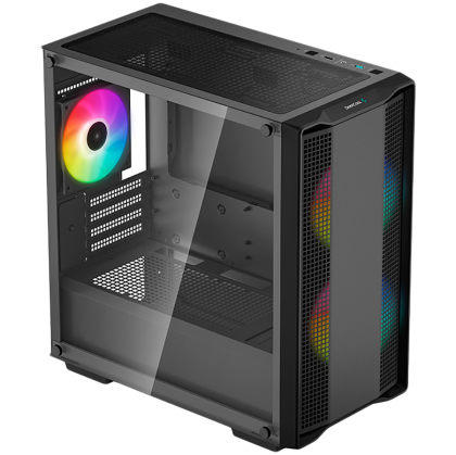 DeepCool CC360 ARGB, Mid Tower, Mini-ITX/Micro-ATX, 1xUSB3.0, 1xUSB2.0, 1xAudio, 3x120mm Pre-Installed ARGB Fans, Tempered Glass, Mesh Panel, Black, R-CC360-BKAPM3-G-1