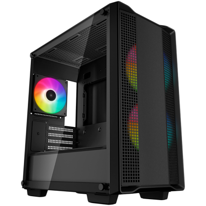 DeepCool CC360 ARGB, Mid Tower, Mini-ITX/Micro-ATX, 1xUSB3.0, 1xUSB2.0, 1xAudio, 3x120mm Pre-Installed ARGB Fans, Tempered Glass, Mesh Panel, Black, R-CC360-BKAPM3-G-1