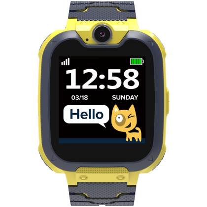 CANYON Tony KW-31, Kids smartwatch, 1.54 inch colorful screen, Camera 0.3MP, Mirco SIM card, 32+32MB, GSM(850/900/1800/1900MHz), 7 games inside, 380mAh battery, compatibility with iOS and android, Yellow, host: 54*42.6*13.6mm, strap: 230*20mm, 45g