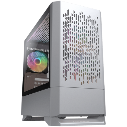 COUGAR MG140 Air RGB - White, Mini Tower, Mini ITX / Micro ATX, USB 3.0 x 2, USB 2.0 x 1, Mic x 1 / Audio x 1, RGB Button, 3x 120mm ARGB fans pre-installed, Built-in LED controller, Patterned Air Vents, 205 x 410 x 420 (mm)