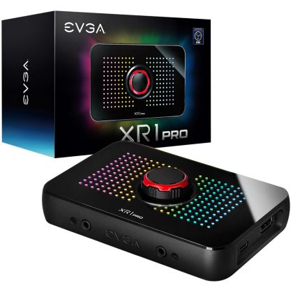 EVGA XR1 Pro Capture Card, Certified for OBS, 1440p 144fps/4K 60fps HDR Pass Through, 1440p 60fps/4K 30fps Capture, USB 3.1 Type-C, ARGB, Built-in Audio Mixer via Control Dial