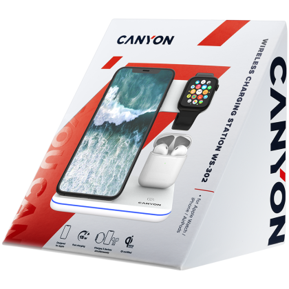 CANYON wireless charger WS-302 15W 3in1 Black