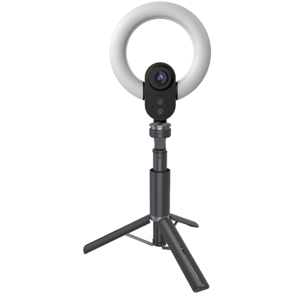 LORGAR Circulus 910, Streaming web camera, 5MP 2592X1944 max resolution, up to 60fps, 1/2.8", Sony STARVIS CMOS image sensor, full glass lens, 5.5'' built-in ring light (1700-14 000K), foldable tripod, auto focus, dual microphones with AI noise reduction,