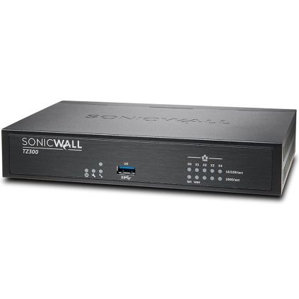 SONICWALL TZ300 TOTALSECURE 1YR, SMB firewall, 5x1GbE, 1 USB, TOTAL SECURE LICENSE 1 year, CGSS: Anti-Virus, Anti-Spyware, IPS, Content Filtering, Application Intelligence & Control, 24x7 Support