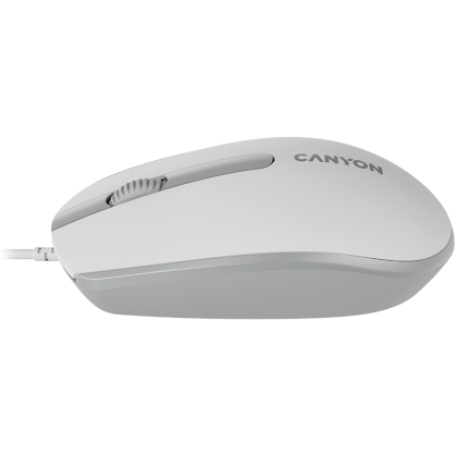 Canyon Wired  optical mouse with 3 buttons, DPI 1000, with 1.5M USB cable,White grey, 65*115*40mm, 0.1kg