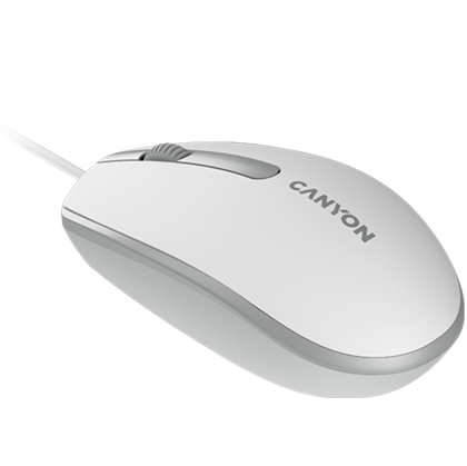 Canyon Wired  optical mouse with 3 buttons, DPI 1000, with 1.5M USB cable,White grey, 65*115*40mm, 0.1kg