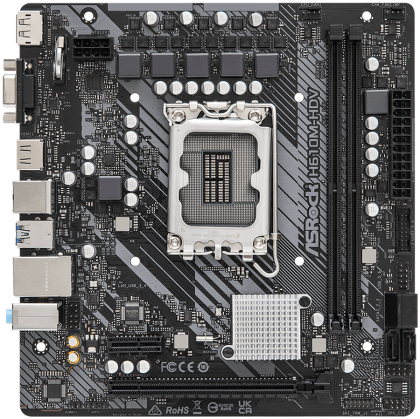 ASROCK Main Board Desktop H610M-HDV (S1700, 2x DDR4, 1x PCIe x16, 1x PCIe x1, 4x SATA3 6.0Gb/s, 4x USB 3.2, 6x USB 2.0, 1x VGA, 1x HDMI, 1x DP 1.4, 1x GLAN, mATX) Retail