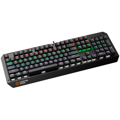CANYON Hazard GK-6, Wired multimedia gaming keyboard with lighting effect, 108pcs rainbow LED, Numbers 104keys, EN double injection layout, cable length 1.8M, 450.5*163.7*42mm, 0.90kg, color black