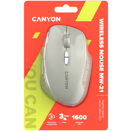 CANYON mouse MW-21 BlueLED 7buttons Wireless Cosmic Latte