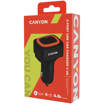 CANYON car charger C-05 4.8A/4USB-A Black