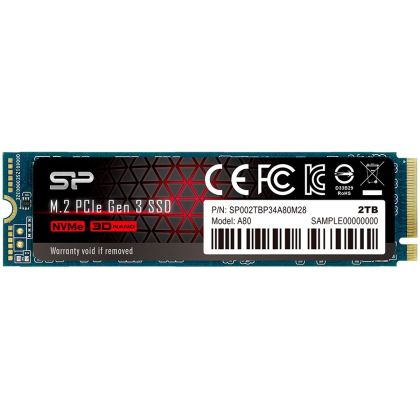 Silicon Power Ace - A80 2TB SSD PCIe Gen 3x4 PCIe Gen3 x 4 & NVMe 1.3, SLC cache + DRAM cache - Max 3400/3000 MB/s, EAN: 4713436127147