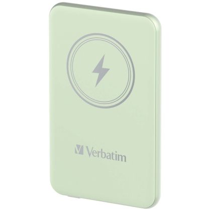 Външна батерия Verbatim MCP-5GN Power Pack 5000 mAh with UBS-C® PD 20W / Magnetic Wireless Charging 15W Green