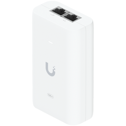 UBIQUITI PoE++ Adapter; Delivers up to 60W of PoE++; Surge, peak pulse, and overcurrent protection; Contains RJ45 data input, AC cable with earth ground, and PoE++ output; LED indicator for status monitoring.