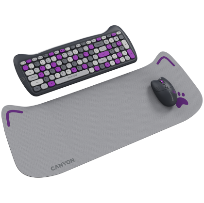 CANYON HSET-W6 EN Keyboard+Mouse Kitty Edition AAA+АА Wireless Violet